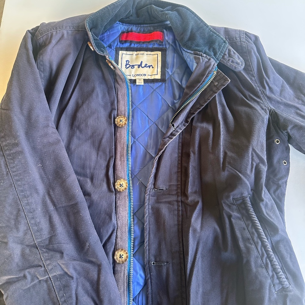 Boden Mens Navy Quilted Cotton Jacket Size M